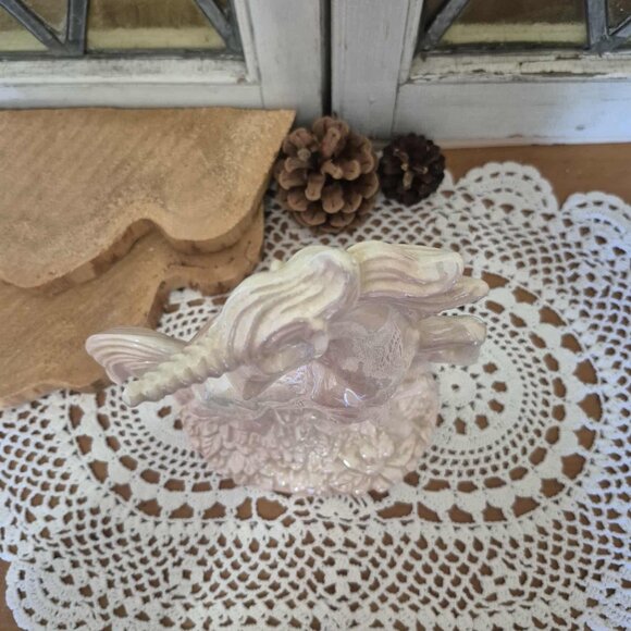 Vintage 80s Large Unicorn Trinket - White & Pink Iridescent Ceramic Figurine - Picture 10 of 12